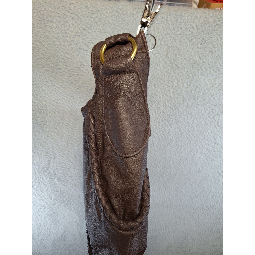 Avon Mark Handbag Brown Faux Leather Braided Trim Slouchy Shoulder Bag Casual - Picture 3 of 12